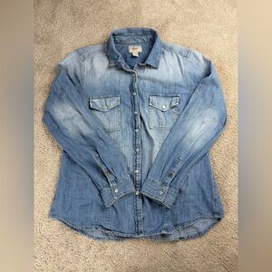 G.H. Bass & Co Women’s Denim Pearl Snap Button Down Shirt Western Y2K Size L